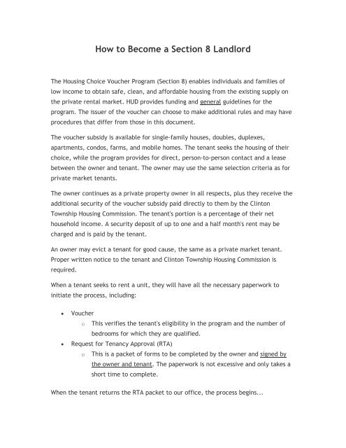Section 8 Breakdown Examples Section 8 Landlord And Tenant