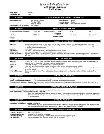 ReWet MSDS.pdf - The following Simplot material safety data sheets ...