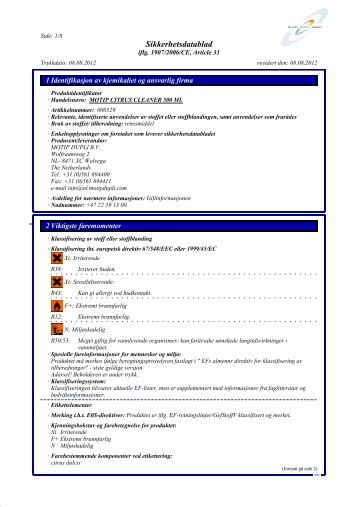 Sikkerhetsdatablad - Bema