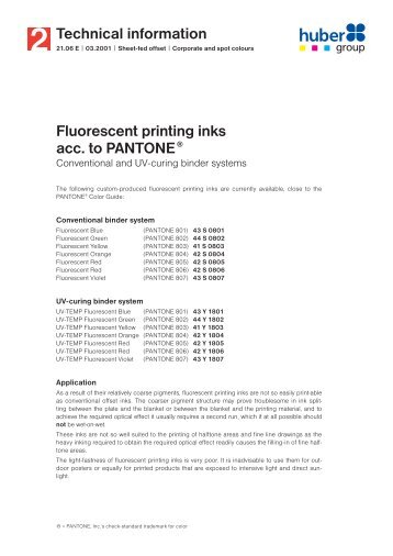 Fluorescent printing inks acc. to PANTONE ... - AGP Vectorial