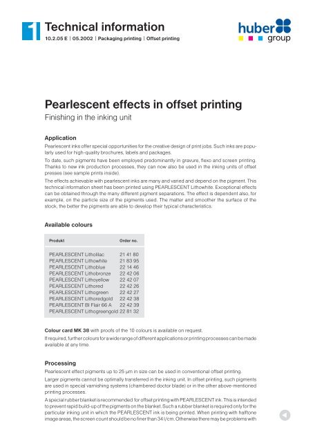 Pearlescent effects in offset printing 1Technical ... - AGP Vectorial