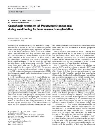Caspofungin treatment of Pneumocystis pneumonia during ...