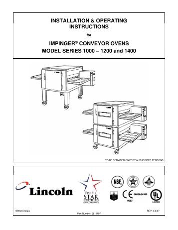 INSTALLATION & OPERATING INSTRUCTIONS IMPINGER .