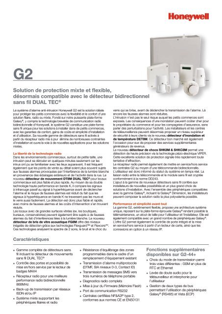 Fiche techniques G2 - Honeywell Security