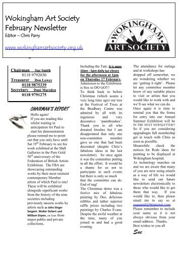 February 2011 Newsletter - Wokingham Art Society