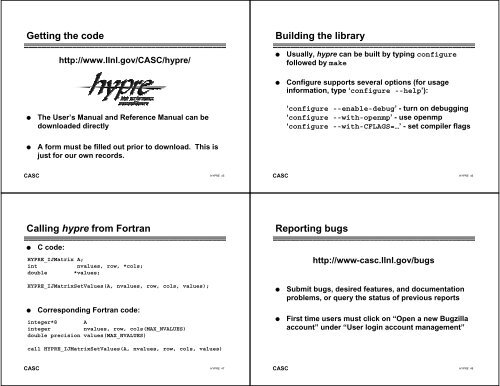 Ulrike Meier Yang Hypre team Outline Scalability ... - The ACTS Toolkit