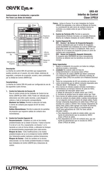 GRX-AV Interfaz de Control Clase 2/PELV - Lutron