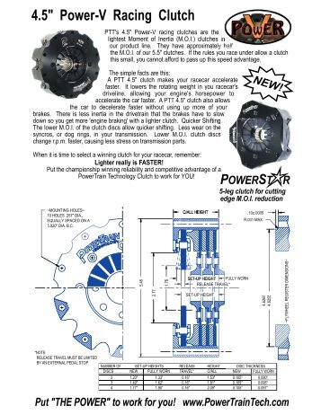 4.5 Racing Clutch.pdf - PowerTrain Technology Racing Clutches