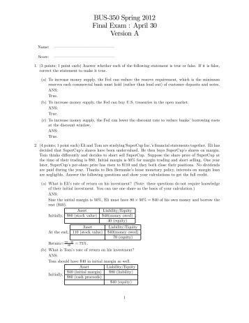 BUS-350 Spring 2012 Final Exam : April 30 Version A - Public.coe.edu