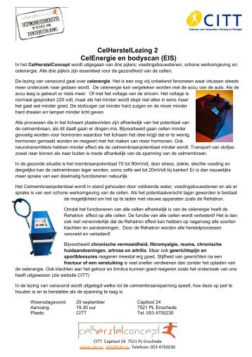 CelHerstelLezing 2 CelEnergie en bodyscan (EIS) - CITT