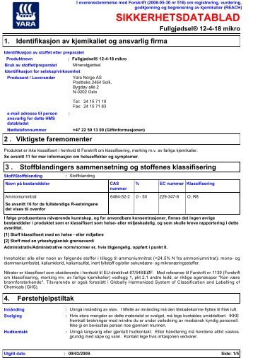 SIKKERHETSDATABLAD