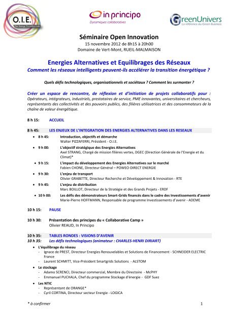 Energies Alternatives et Equilibrages des Réseaux - Smart Grids