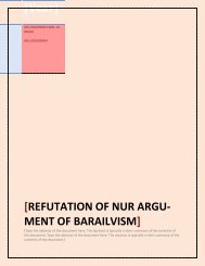 [Year] [REFUTATION OF NUR ARGU- MENT OF BARAILVISM]