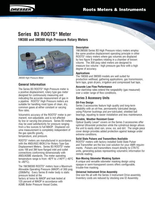Series B3 Rootsa Meter The Meter And Valve Company