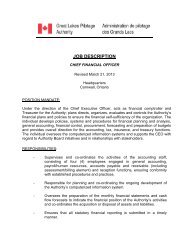 JOB DESCRIPTION - Great Lakes Pilot Authority, Canada