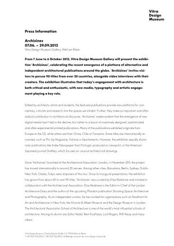 Archizines Press Information pdf - Vitra Design Museum