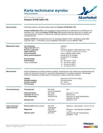 Karta techniczna wyrobu - Intro / Akzo Nobel Powder Coatings se ...