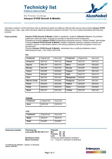 TL D1036 Smooth & Metalic - Intro / Akzo Nobel Powder Coatings se ...