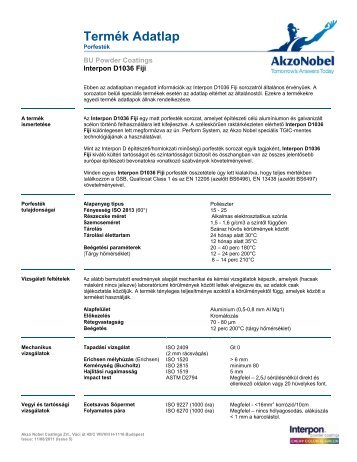 Termék Adatlap - Intro / Akzo Nobel Powder Coatings se představuje