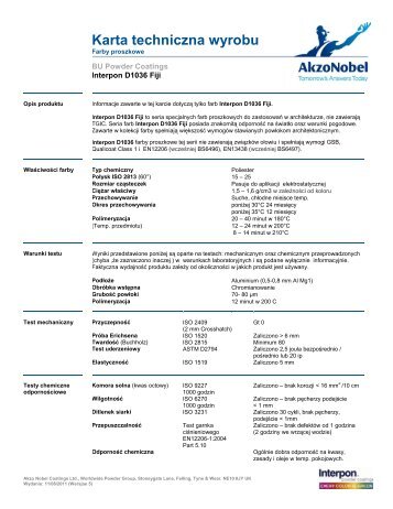 Karta techniczna wyrobu - Intro / Akzo Nobel Powder Coatings se ...