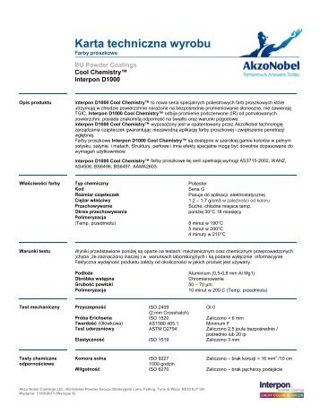 Karta techniczna wyrobu - Intro / Akzo Nobel Powder Coatings se ...