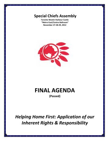 COO SCA Draft Agenda # 7 Revised Nov 27 AM.pdf - Chiefs of Ontario