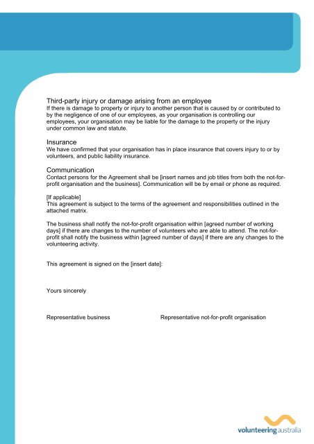 G. Letter Of Agreement Template - Volunteering Australia