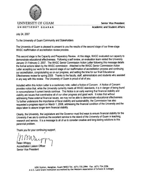 Capacity and Preparatory Review Letter