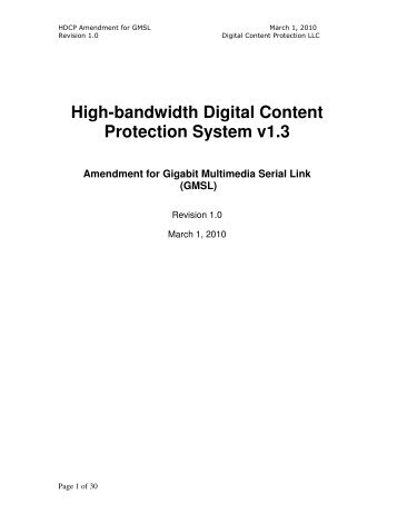 HDCP System v1.3 Amendment for GMSL - Digital Content ...