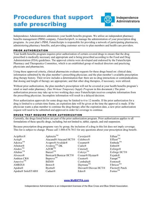 Procedures that support safe prescribing - Independence Blue Cross