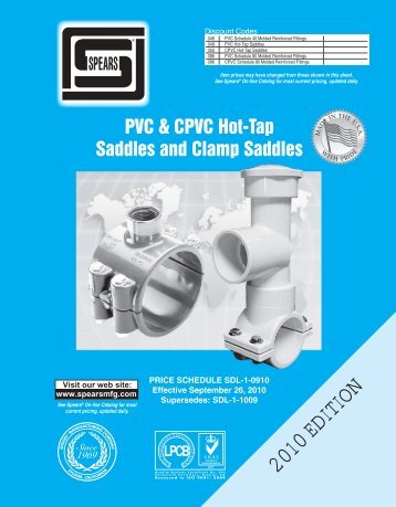 PVC/CPVC Clamp-On & Hot-Tap Saddles - Spears Manufacturing Co.