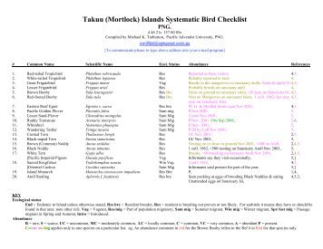 Takuu (Mortlock) Islands Systematic Bird Checklist - Bird Checklists ...