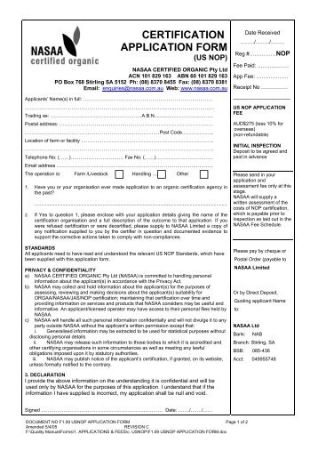 certification application form - NASAA