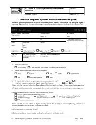 Livestock Organic System Plan Questionnaire (OSP) - NASAA