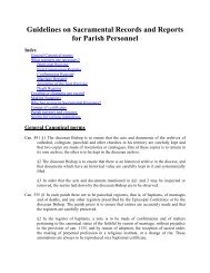 Guidelines on Sacramental Records and Reports for Parish Personnel