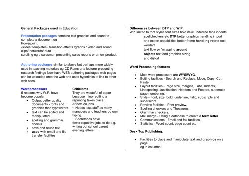 Computers in Education - AS Level ICT WGS