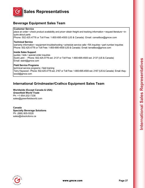 Grindmaster-Crathco Beverage Equipment Price List - Greenfield ...