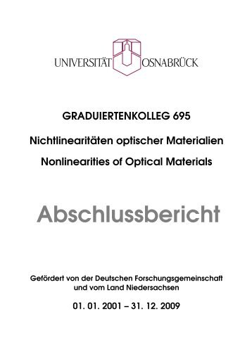 Bericht - Graduiertenkolleg 695 - UniversitÃ¤t OsnabrÃ¼ck