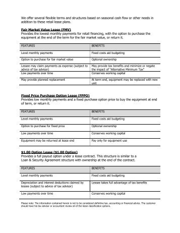 retail lease plans