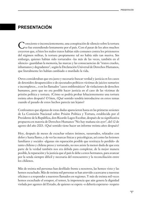 Informe de la ComisiÃ³n Nacional sobre PrisiÃ³n PolÃ­tica y Tortura