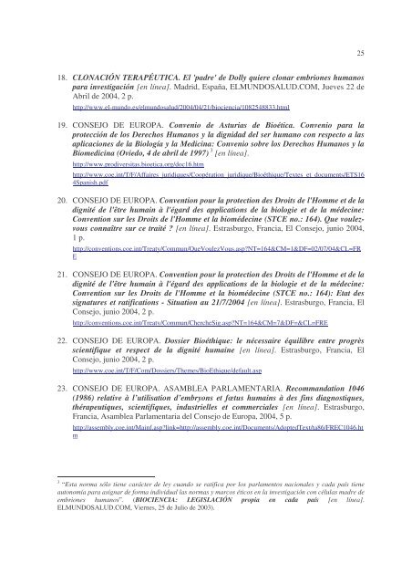 El estatuto jurÃ­dico del embriÃ³n en los convenios internacionales y ...