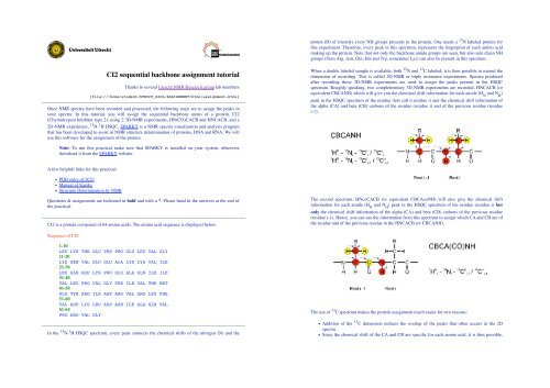 Backbone sequential assigment tutorial - NMR Spectroscopy ...