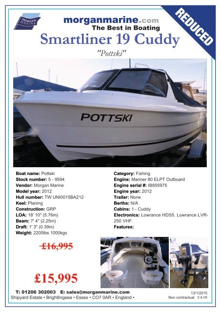 Smartliner 19 Cuddy 9594 New And Second Morgan Marine