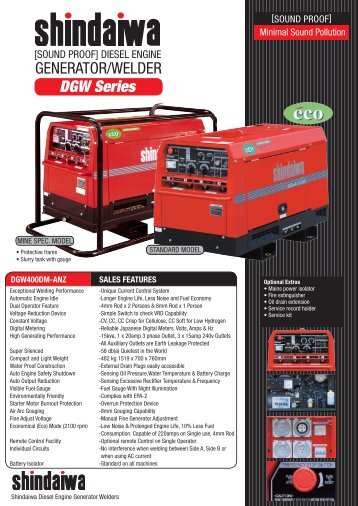 GENERATOR/WELDER DGW Series GENERA ... - Shindaiwa