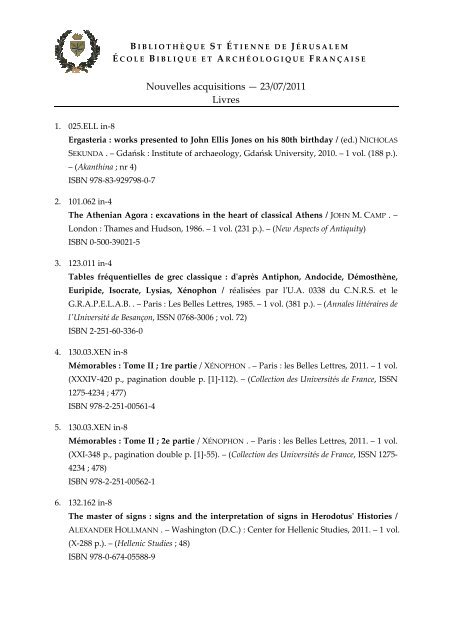 Nouvelles Acquisitions A 23 07 11 Livres Ebaf