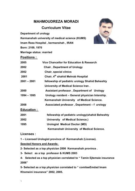 MAHMOUDREZA MORADI Curriculum Vitae