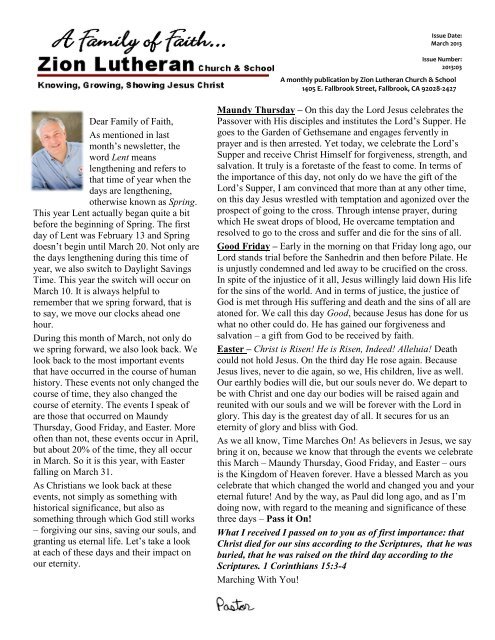 Dear Family Of Faith As Mentioned In Last Month S Newsletter The