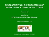 developments in the processing of refractory & complex gold ores