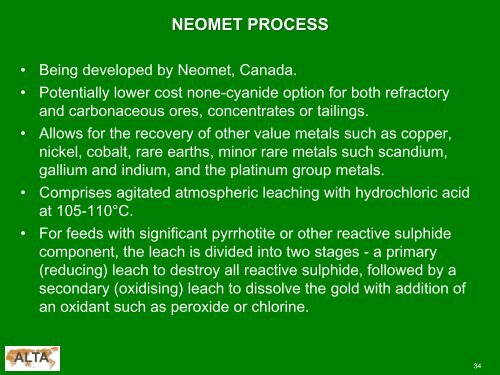 developments in the processing of refractory & complex gold ores