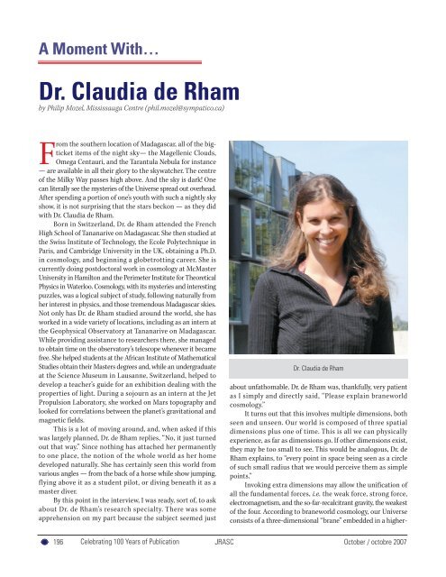 Dr. Claudia de Rham - McMaster Physics and Astronomy